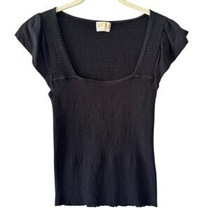 Nation LTD Alicia Pima Cotton Black Shirt Size M